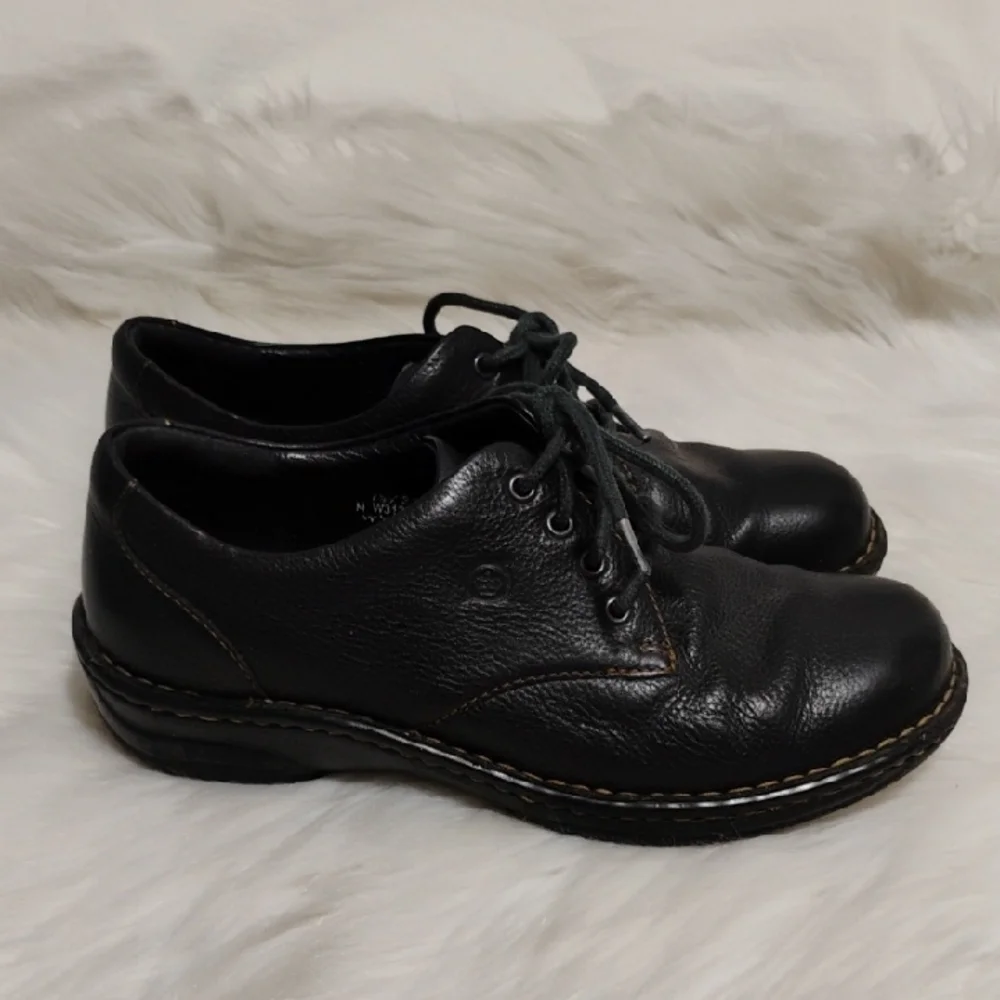 (#47) SALE! Born Black Leather Oxfords Women's Shoes 7.5 Worn 3X Max